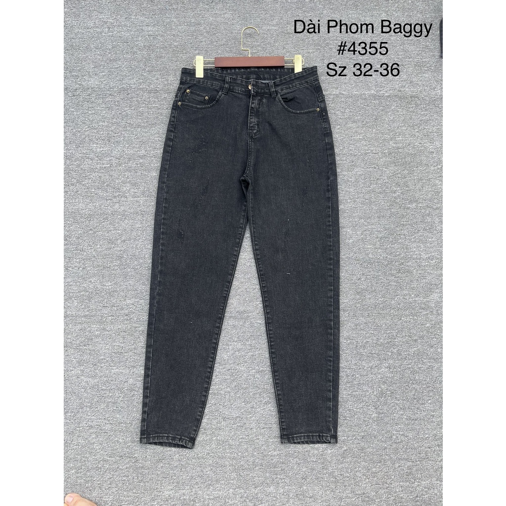 Quần jean dài phom Baggy / boyfriend co dãn mạnh, lưng cao, màu xám xước siêu hot hit 4355 MLJ