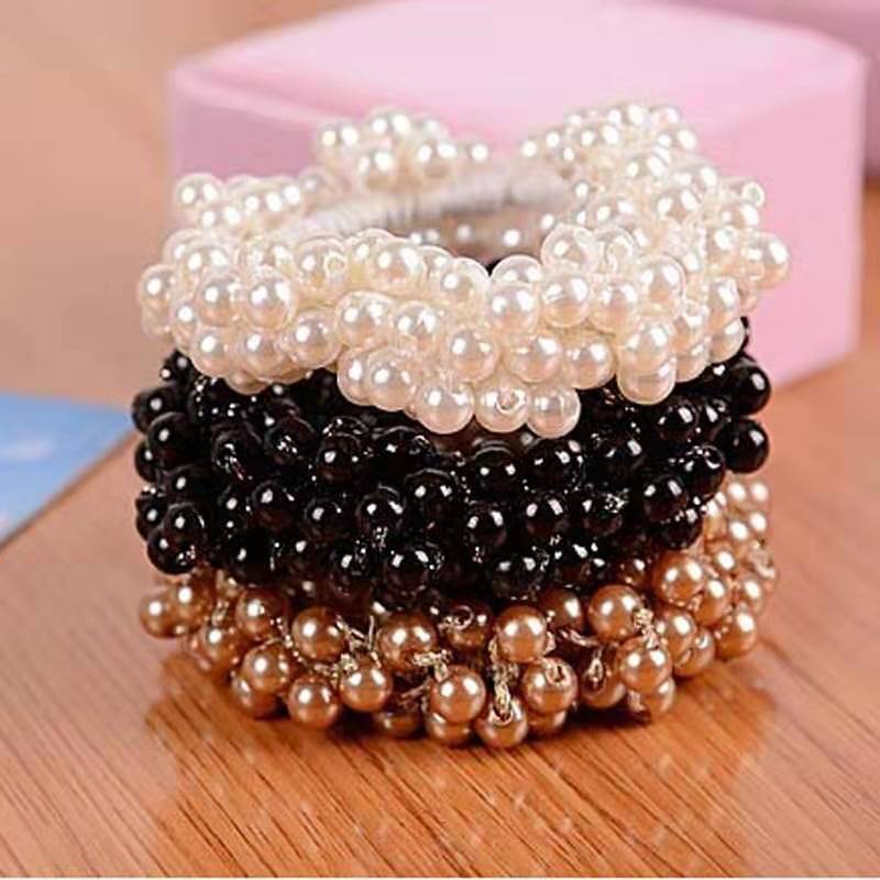 Dây Buộc Tóc Cao Su Đính Ngọc Trai Pha Lê Thời Trang Hàn Quốc