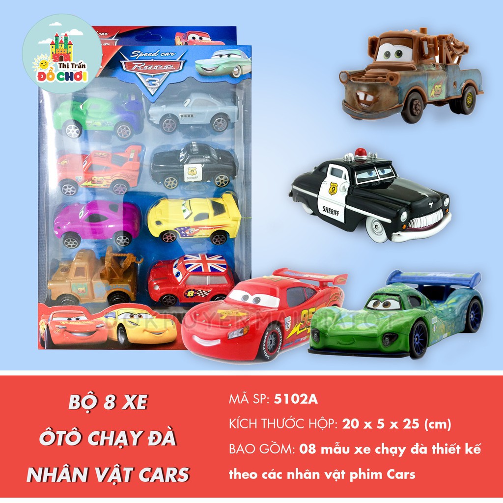 Xe đồ chơi  GIÁ SỐC  Bộ đồ chơi 6 xe ô tô chạy trớn bằng nhựa cho bé trai, bé gái - 5101AB - Thị trấn đồ chơi