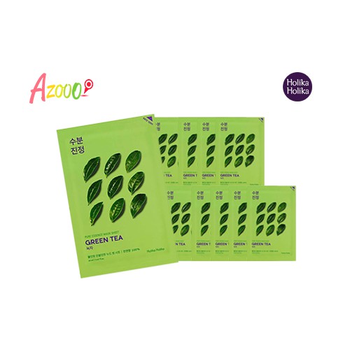 Set 10 mặt nạ giấy Holika Holika chiết xuất trà xanh Pure Essence Mask dưỡng ẩm, chăm sóc da 23ml - 7054