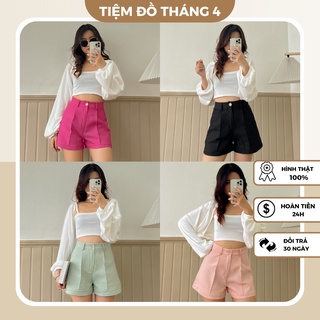 Quần Short Nữ Ống Rộng TIỆM ĐỒ THÁNG 4 Lưng Cao Vải Đẹp Cạp Cao Ulzzang Mặc Tôn Dáng COLOR SHORT K21059