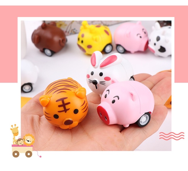 Xe Đồ Chơi Con Vật Kéo Lùi Hình Động Vật Hoạt Hình - Thú con mini chạy dây cót cho bé