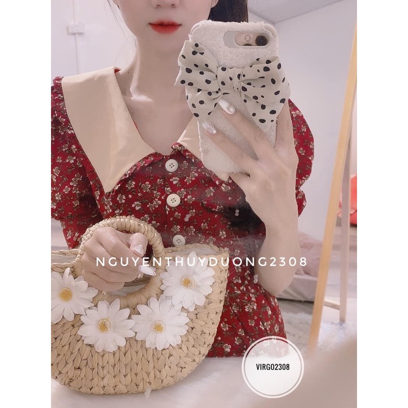 [Ảnh thật/Sẵn]Váy hoa thiết kế cổ be cúc trước/Đầm hoa vintage tiểu thư | BigBuy360 - bigbuy360.vn