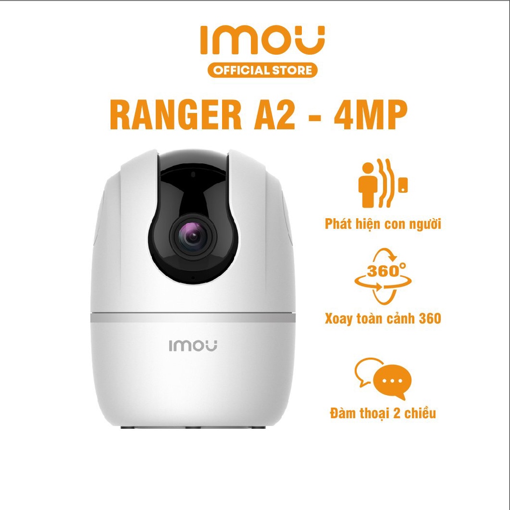 Camera Wifi Imou Ranger A2 (4MP) I Phát hiện con người I Xoay toàn cảnh 360 I Đàm thoại 2 chiều I Bảo hành 2 năm