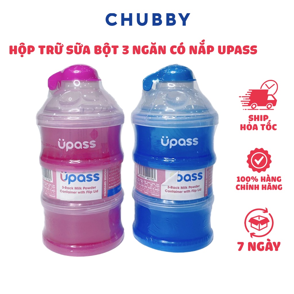 Hộp Trữ Sữa Bột 3 Ngăn Có Nắp UPASS Chất Liệu Nhựa PP Không BPA Thiết Kế Nhỏ Gọn, Thuận Tiện Mang Theo Khi Ra Ngoài