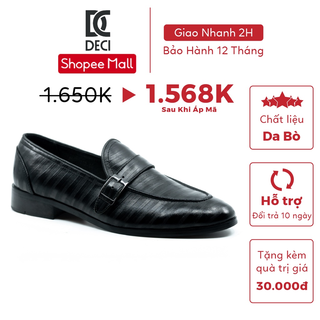 [Mã LT200 giảm 200K đơn 699K] Giày tây công sở DECI màu đen dòng giày Loafer giày lười BROGUE 16