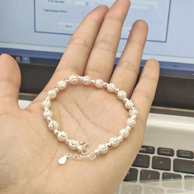Lắc tay bạc lắc bi cát bạc cao cấp_Van jw