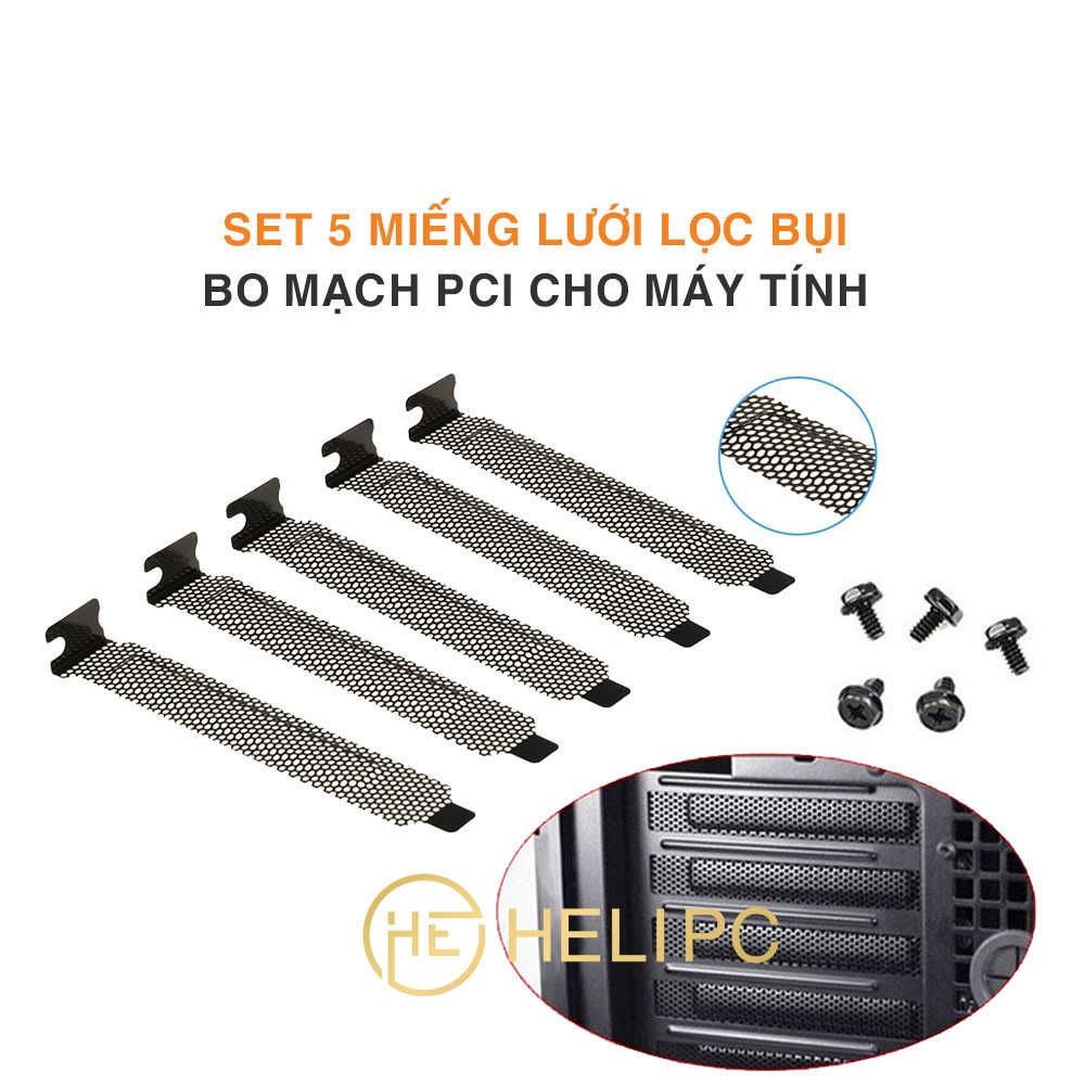 Miếng lưới lọc bụi bo mạch PCI cho máy tính - Nắp lưới khe cắm PCI - Bộ 5 miếng