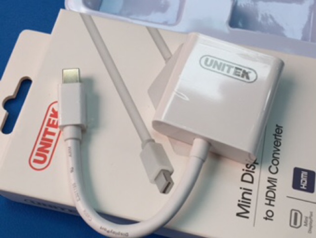 Cáp chuyển đổi Mini Displayport to HDMI. Cáp MiniDisplayport ra HDMI 0.2m Unitek (Y 6325WH)