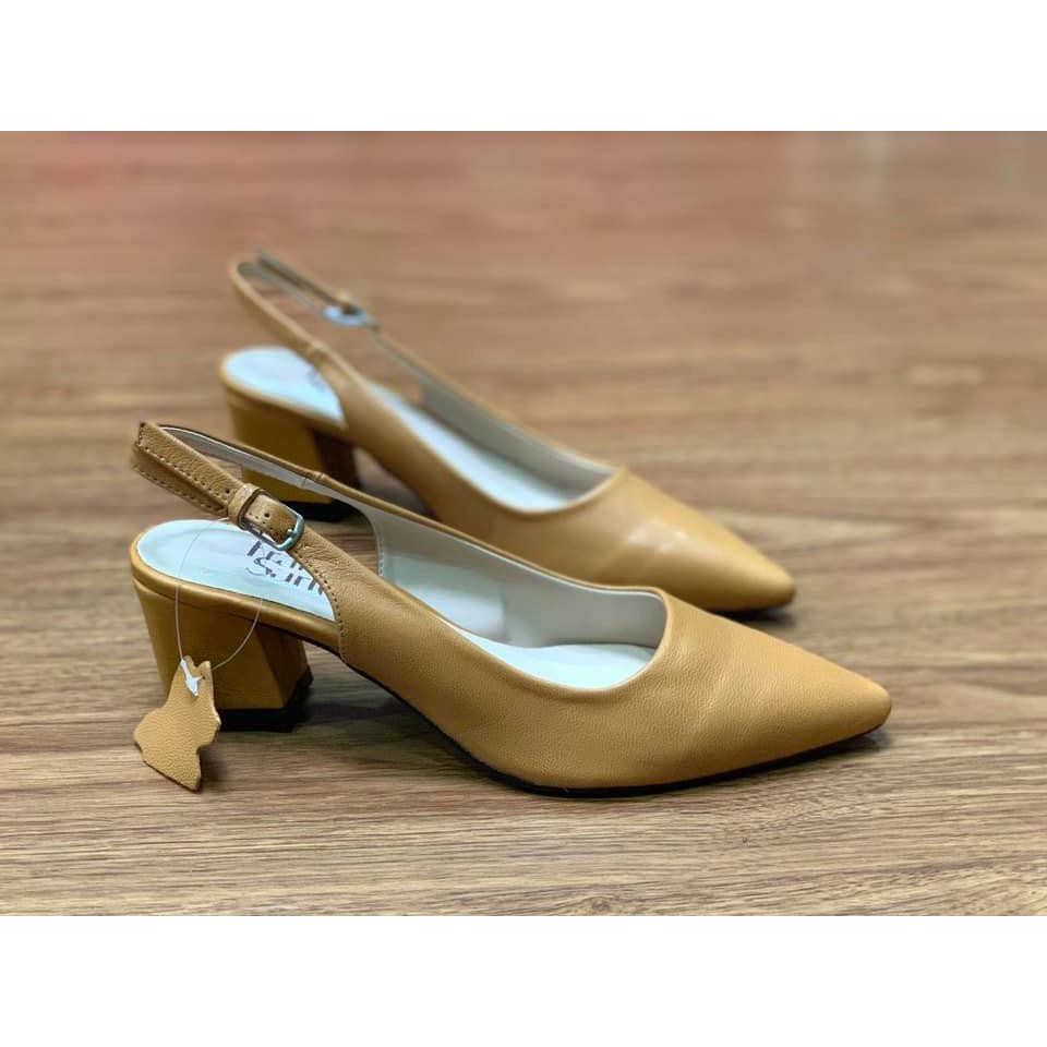 Giày cao gót dáng slingback quai hậu mũi nhọn gót vuông 5p (form to lệch 1sz) MS1657