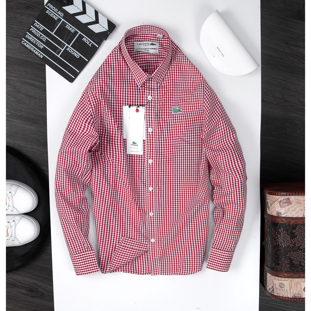 Sơ mi nam caro nhí Lacost dài tay cổ bẻ cao cấp | BigBuy360 - bigbuy360.vn