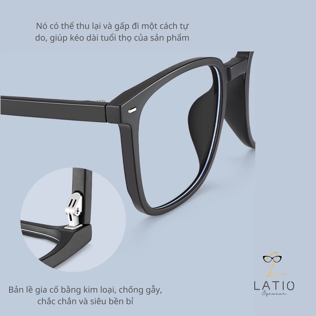 Gọng kính Nam Nữ LATIO mẫu được thiết kế mang phong cách Hàn Quốc siêu HOT 2023 chống ánh sáng xanh - KM60