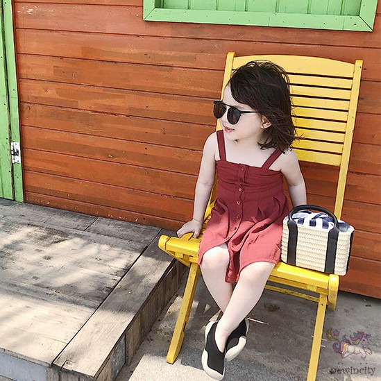 Đầm 2 dây phong cách Hàn Quốc thời trang mùa hè cho bé gái