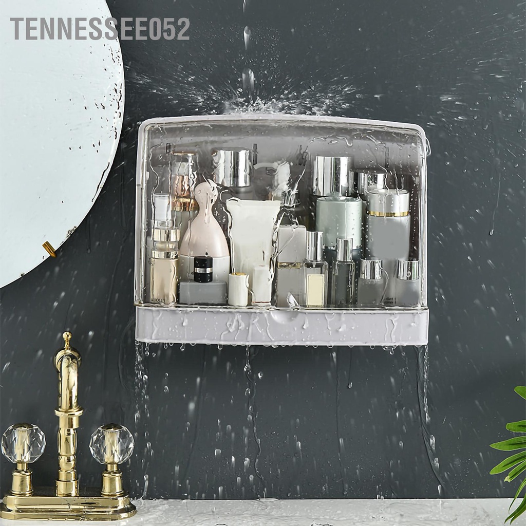 [Hàng Sẵn] Kệ đựng mỹ phẩm treo tường nhà tắm bằng nhựa Chống bụi để đồ trang điểm không đục lỗ【Tennessee052】