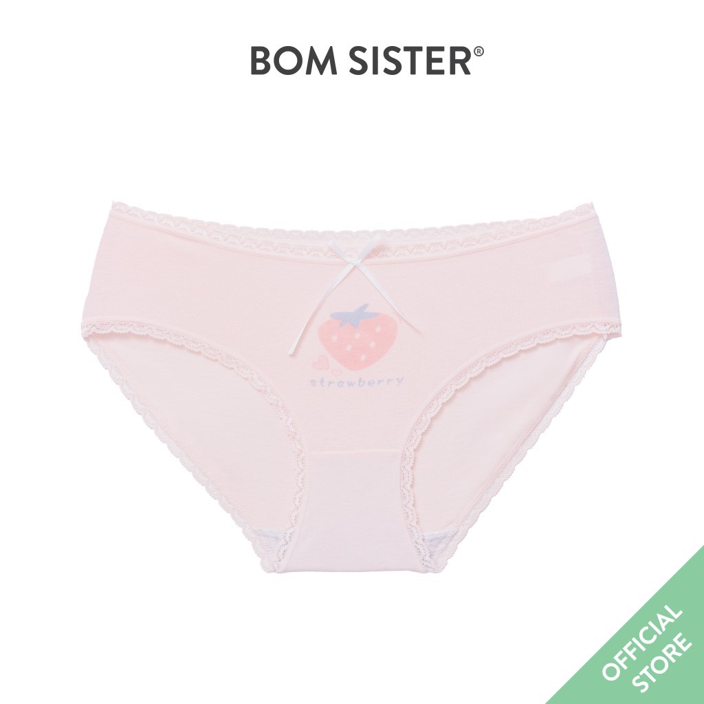[Mã FAMALLT5 giảm 15% đơn 150k] Quần lót cotton pha viền ren đính nơ họa tiết dễ thương BOM SISTER Q3011-3