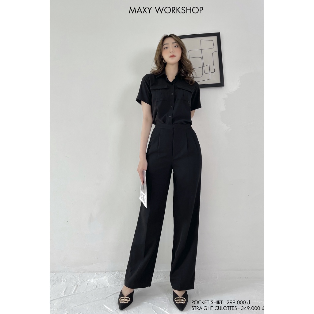 Quần ống suông có xếp ly straight culottes
