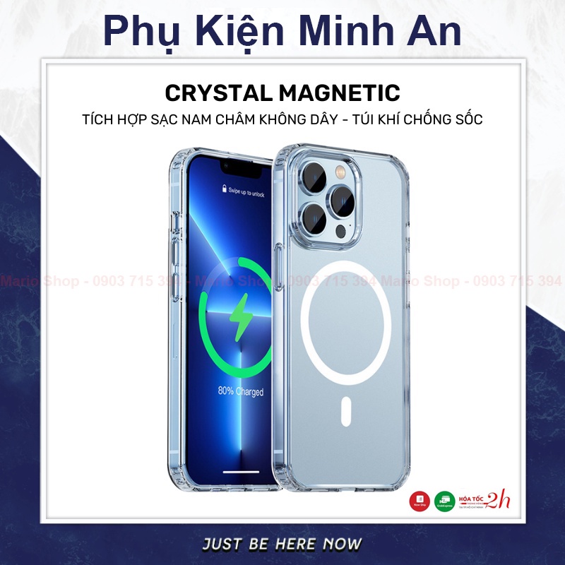 Ốp Hỗ Trợ Sạc Không Dây Trong Suốt Chống Sốc 4 Góc Cho iP 11 Pro Max 12 Pro Max 13 Pro Max - Minh An Saigon