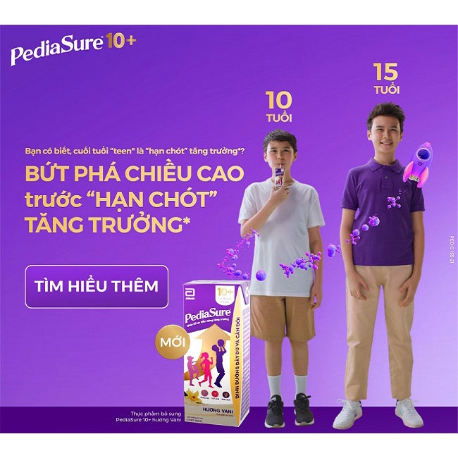 [Date T7/24] Sữa bột Pediasure 10+ Hương Vani 850g dành cho trẻ từ 10 tuổi trở lên