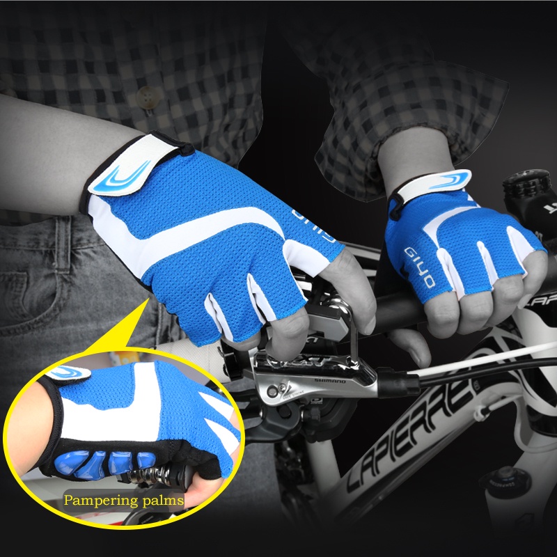 GIYO Găng Tay Hở Ngón Bằng Silicone Gel Chống Sốc Thoáng Khí Dành Cho Người Đi Xe Đạp Leo Núi/Chạy Xe MTB