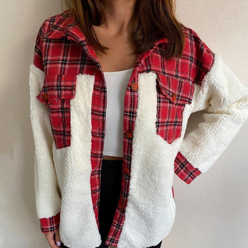 Áo khoác nữ tay dài họa tiết caro thời trang cá tính