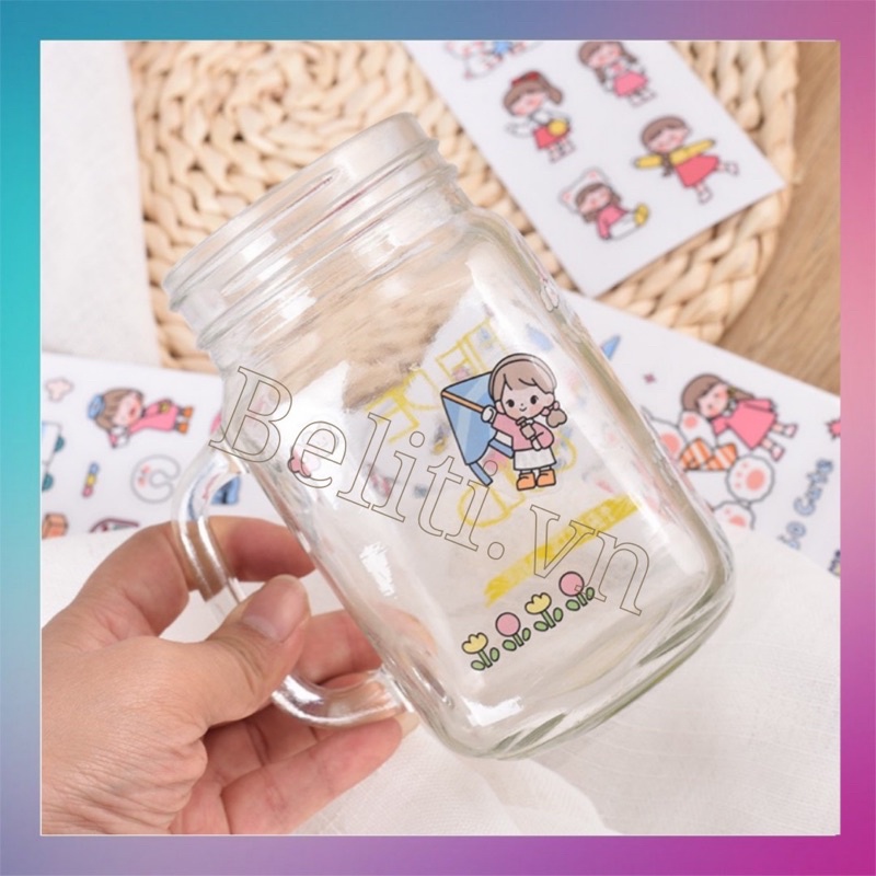 Sticker Dán Trang Trí Thủ Công Cho Điện Thoại/ Nhật Ký Hình Cô Bé Đáng Yêu - Văn Phòng Phẩm Sáng Tạo