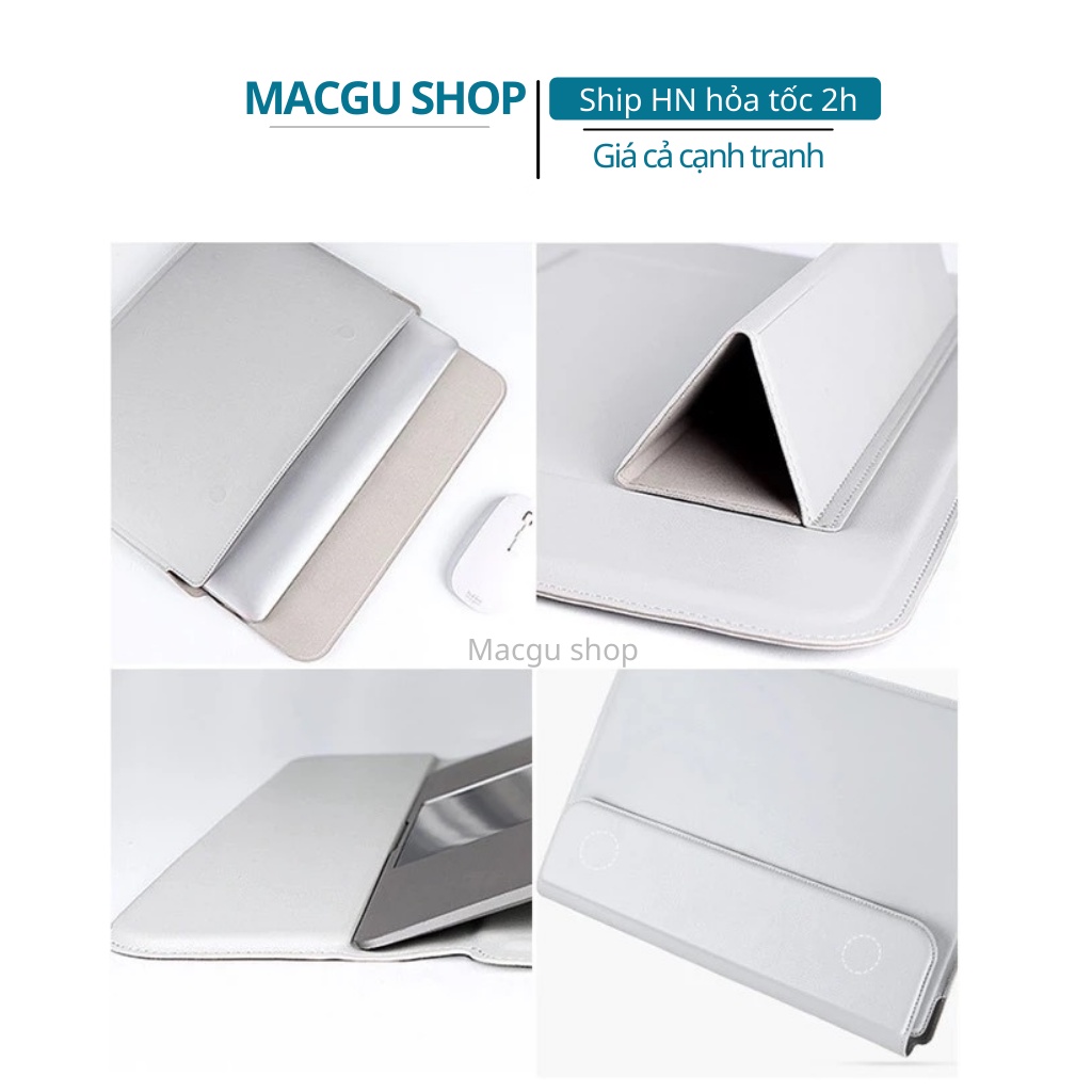 Bao da Macbook, Laptop jquanmel kèm đế kê dựng máy chống sốc pro air m1 m2 13&quot; 14&quot; - B09