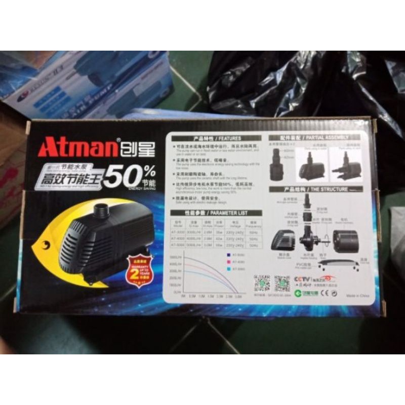 Bơm Atman AT - 5000 / 8000 / 10000 tiết kiệm điện, hiệu suất cao. Máy bơm hồ cá koi, bể cá, non bộ