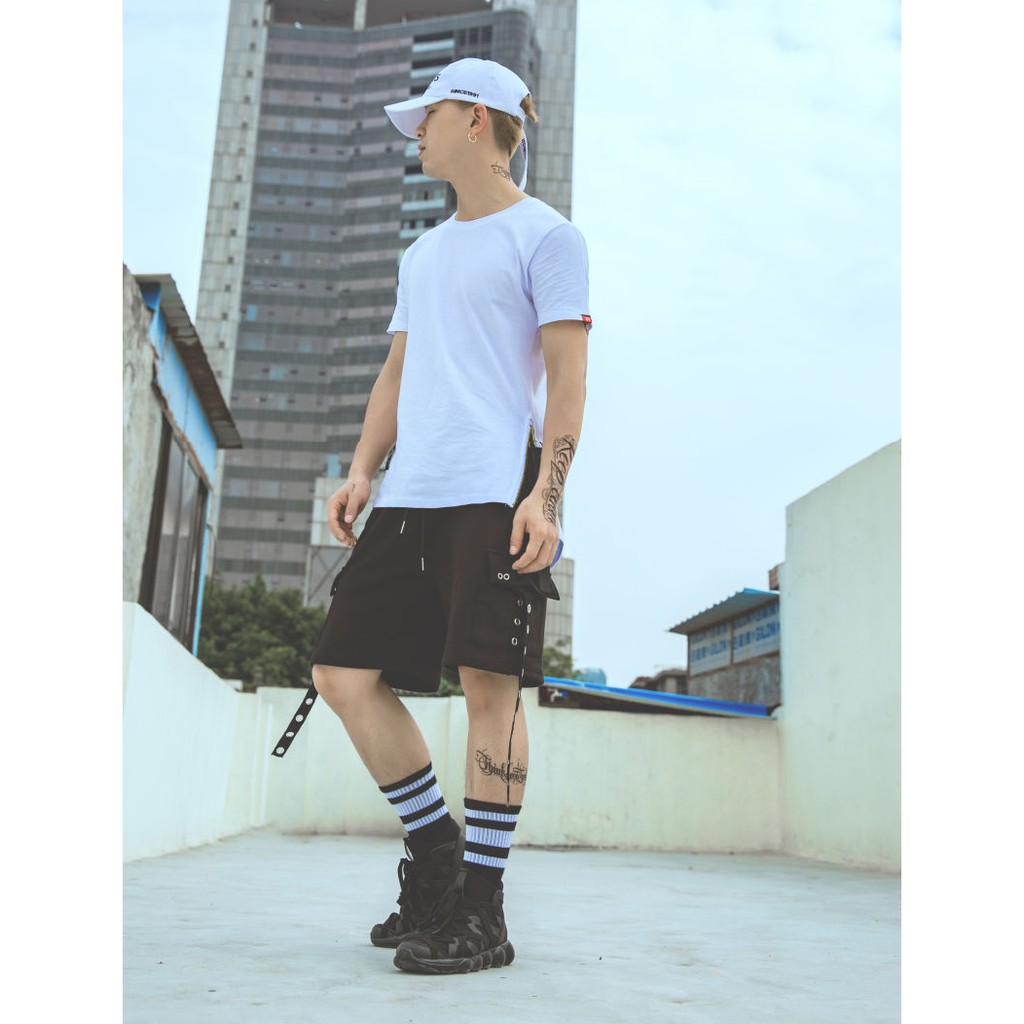 Áo thun Zip Eo lai bầu sau unisex