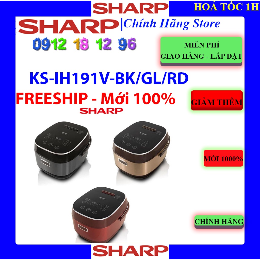 [Mã ELHAMS5 giảm 6% đơn 300K] [Sharp IH191V] Nồi cơm điện cao tần Sharp KS-IH191V-BK/GL/RD (Hàng chính hãng)