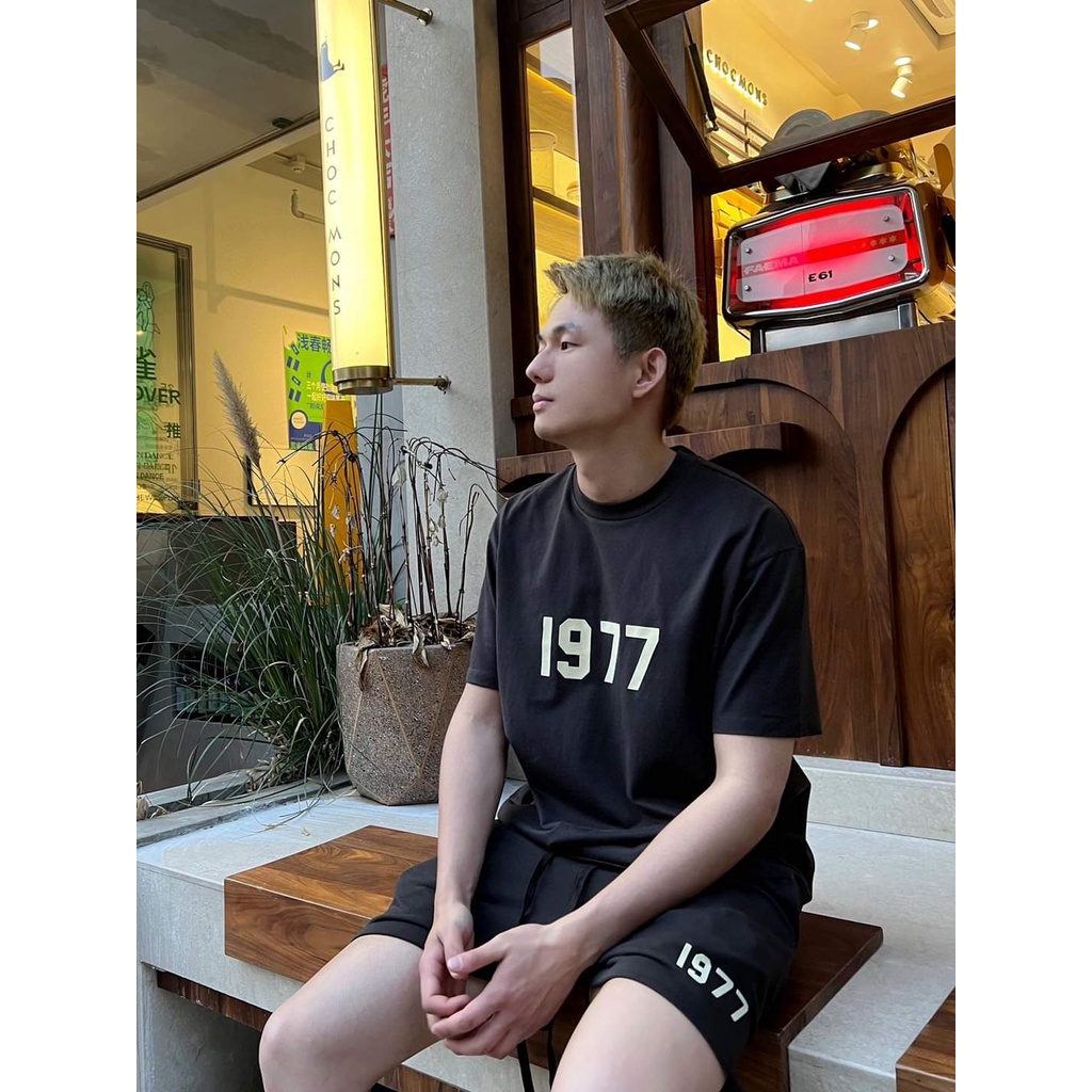 Bộ nam nữ 1977 thể thao vải cotton Bộ Quần Áo Mặc Nhà Thể Thao Nam Mùa Hè