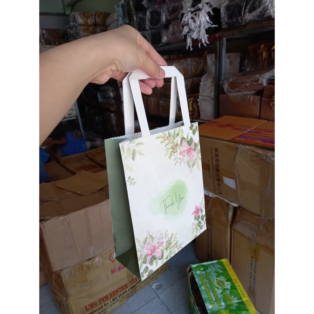25 cái - Túi giấy kraft trắng cỡ A5 đựng mỹ phẩm nước hoa quà tặng - Xanh = Mẫu số 31