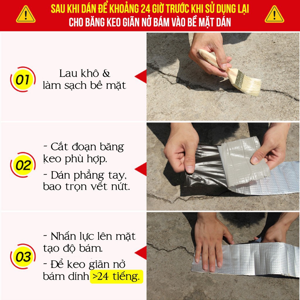 Băng keo chống thấm, băng keo X2000 đa năng 5mx10cm siêu dính và cách nhiệt chống thấm, chống dột