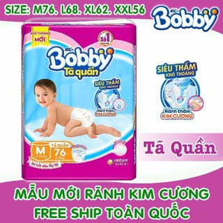 Tã quần bobby rảnh kim cương siêu thấm size m76/l68/xl62/xxl56