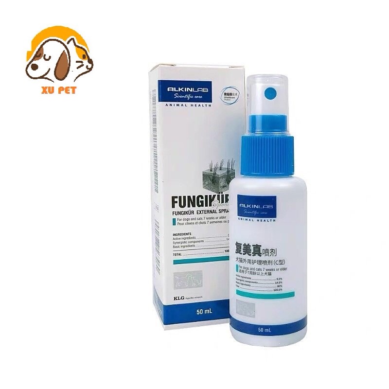 FUNGIKUR Xịt Chữa Nấm, Ve Rận Ghẻ Ngứa Viêm Da Cho Chó Mèo 50ml - Lọ Trị Nấm Viêm Da Cho Chó Mèo