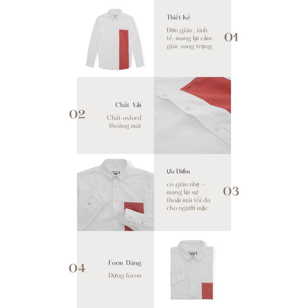 Áo Sơ Mi Nam Dài Tay BY COTTON White Mix Orange