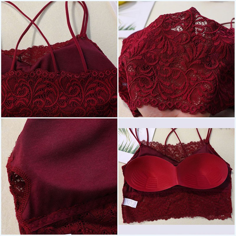 Bra có mút nâng ngực thiết kế dây chéo lưng quyến rũ