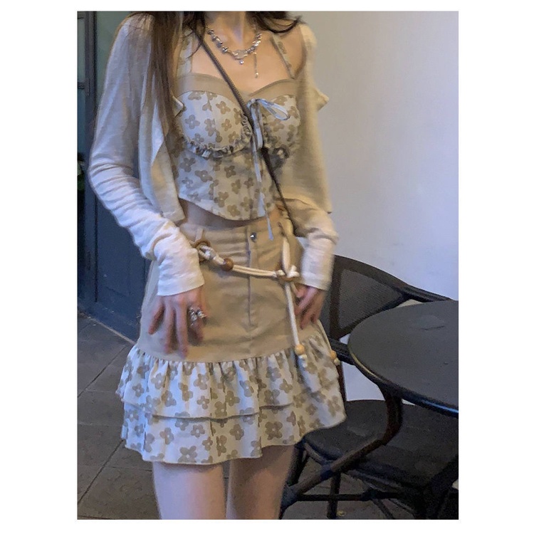 Bộ Áo Cardigan + Chân Váy Lưng Cao Thời Trang Mùa Hè Cho Nữ