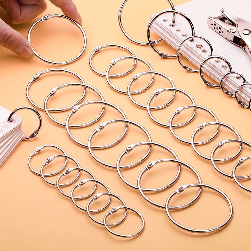 (Sỉ Đủ Size) Combo 100 Khoen Tròn Inox Flashcard Đóng Gáy Sách, Album, Lịch Tết - Khoen Móc Vòng Còng Đóng Sổ, Sổ Tay