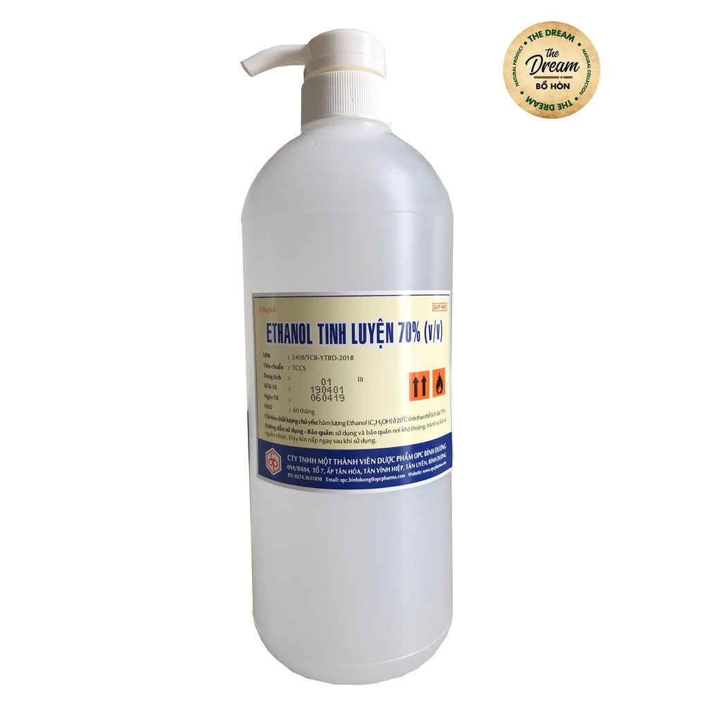 CỒN ETHANOL 70% CHAI 1 LÍT CÓ VÒI NHẤN - CÔNG TY DƯỢC OPC | BigBuy360 - bigbuy360.vn