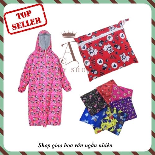 ÁO MƯA BÍT HOA VĂN NHIỀU MÀU SẮC bít toàn thân không xẻ tà che toàn thân không bị ướt