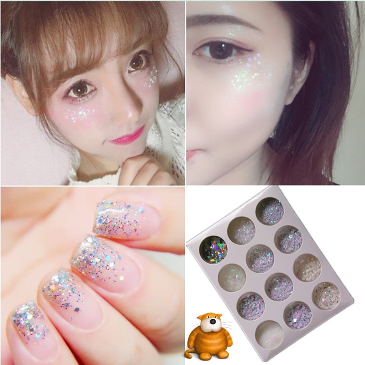 Set 12 miếng dán sequin lấp lánh dùng để trang điểm mắt | BigBuy360 - bigbuy360.vn