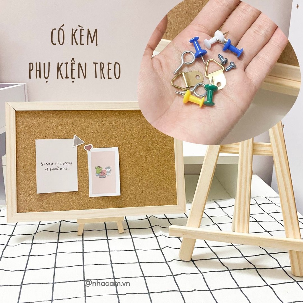 [Kèm Phụ Kiện] Bảng Ghim Gỗ Treo Ảnh, Ghi Chú, Lịch Nhà Cam