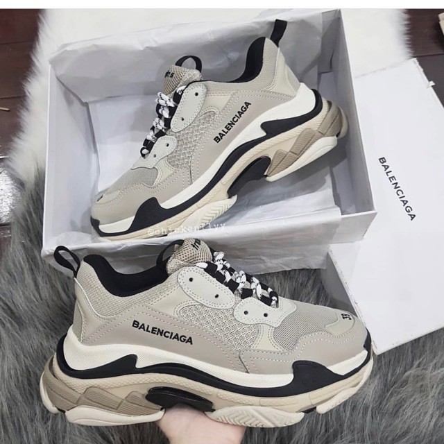 (Freeship + Phụ kiện)  Giày Balenciga màu Ghi Cao Cấp