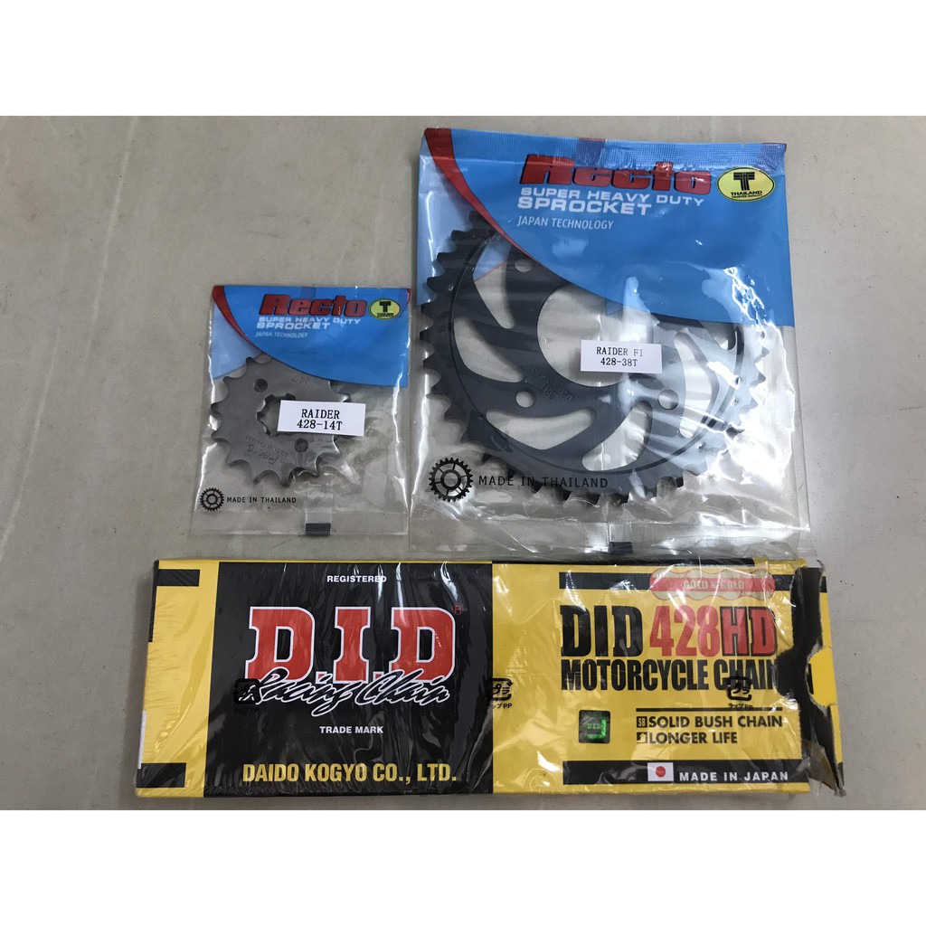Trọn Bộ NSD RaiderFI &amp; Satria (nhông dĩa Recto14-38, sên vàng DID428HD 10ly)