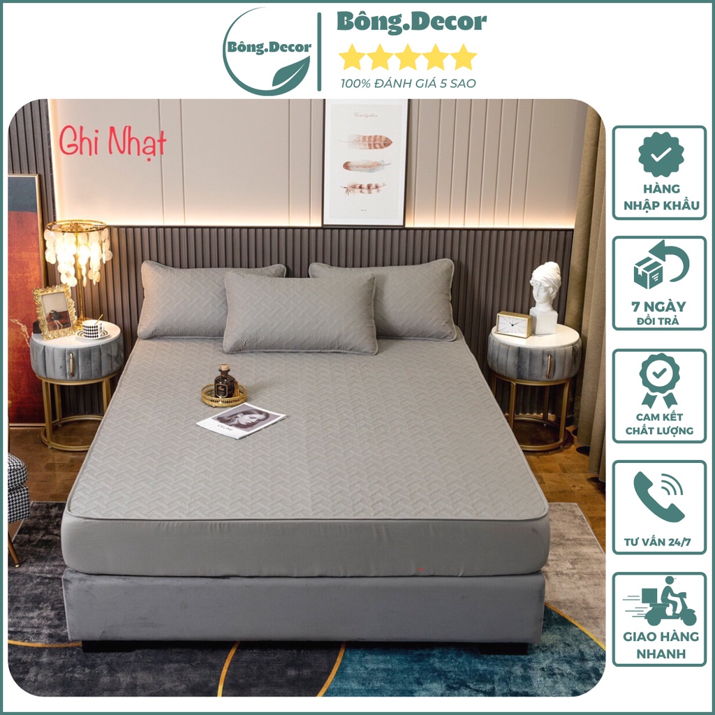 Ga chống thấm cotton chun chần dày dặn tạo độ êm ái, ga giường nhập khẩu cao cấp chống thấm tuyệt đối dùng 4 mùa