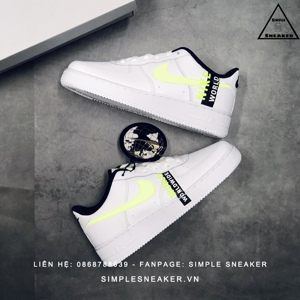 Giày Air Force 1 FREESHIP Air Force 1 Auth - Giày Nike AF1 Worldwide White Volt Chính Hãng Chuẩn Auth- Simple Sneaker