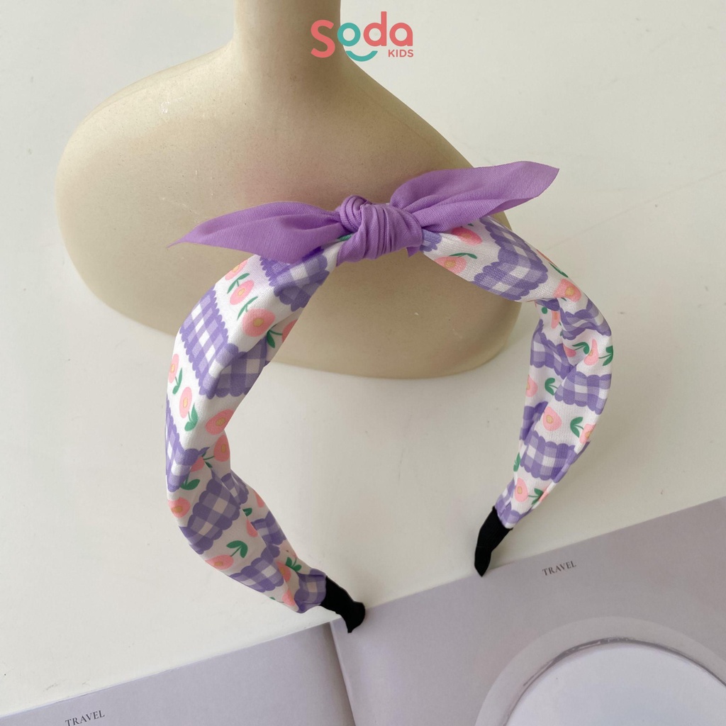 Bờm tóc bé gái SODA KIDS bản to đính nơ xinh xắn, phong cách tiểu thư Hàn Quốc