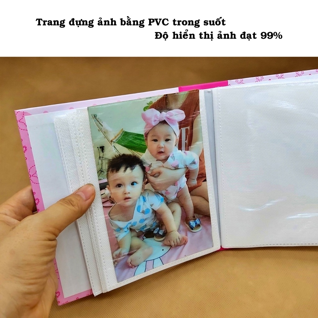 Album ảnh bìa baby có hộp Lavyan chứa 40 ảnh 9×12 ép plastic hoặc 10x15 ép lụa để ảnh cho con, quà tặng ý nghĩa