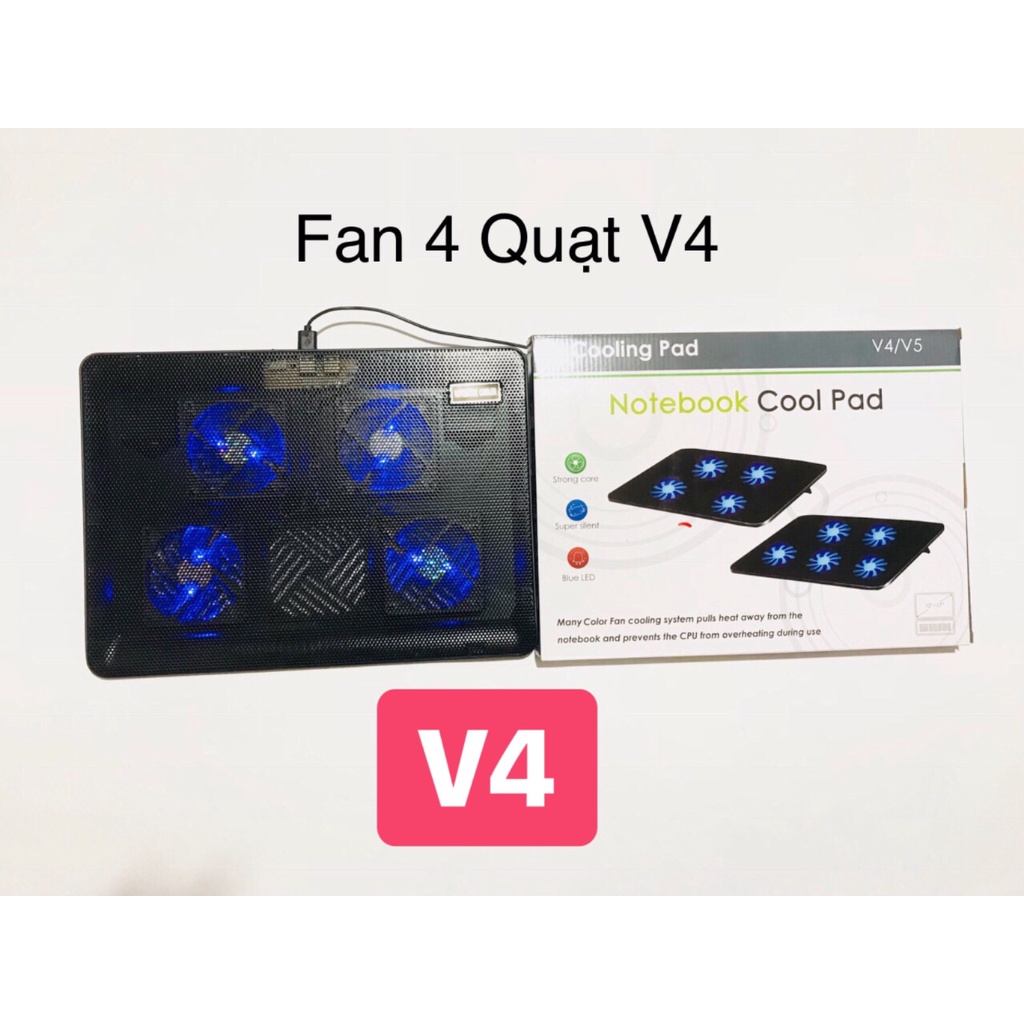 Quạt tản nhiệt làm mát laptop Cool Pad 1 quạt, 2 quạt, 4 quạt, 5 quạt N19 N99 N139 N168 V4 V5 X2 S200 S400 mới 100% VNET