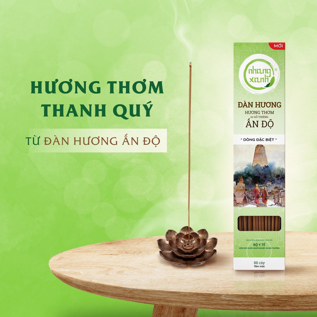 Nhang Xanh Cao Cấp Đàn Hương - Hương thơm từ Gỗ Thiêng Ấn Độ (Tăm mộc)